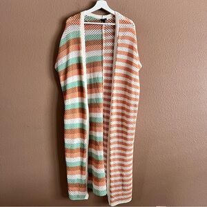 Torrid Striped Knit Duster Open Cardigan Sweater Size 1/2